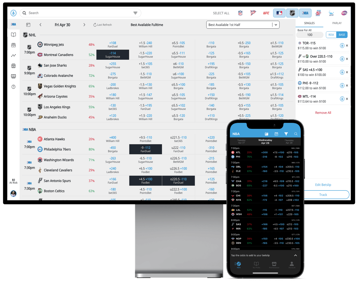 Betstamp WTA odds comparison app